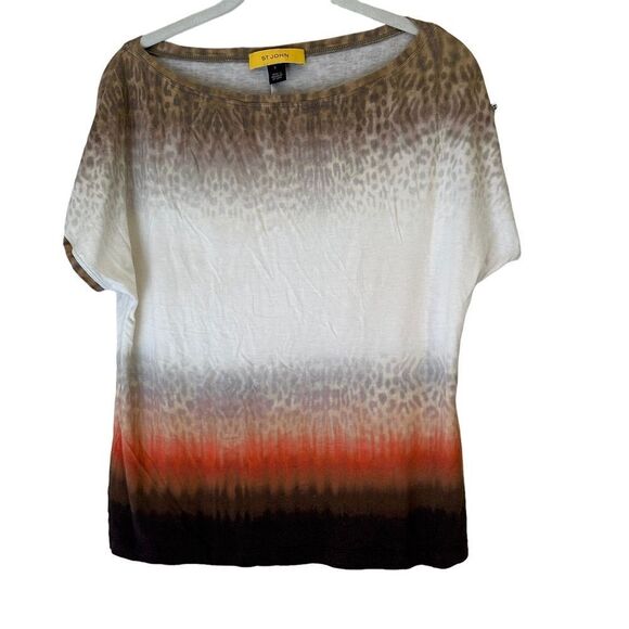 ST. JOHN Ombre Animal Print  Super‎ Soft Top Size S Oversized - Picture 1 of 10